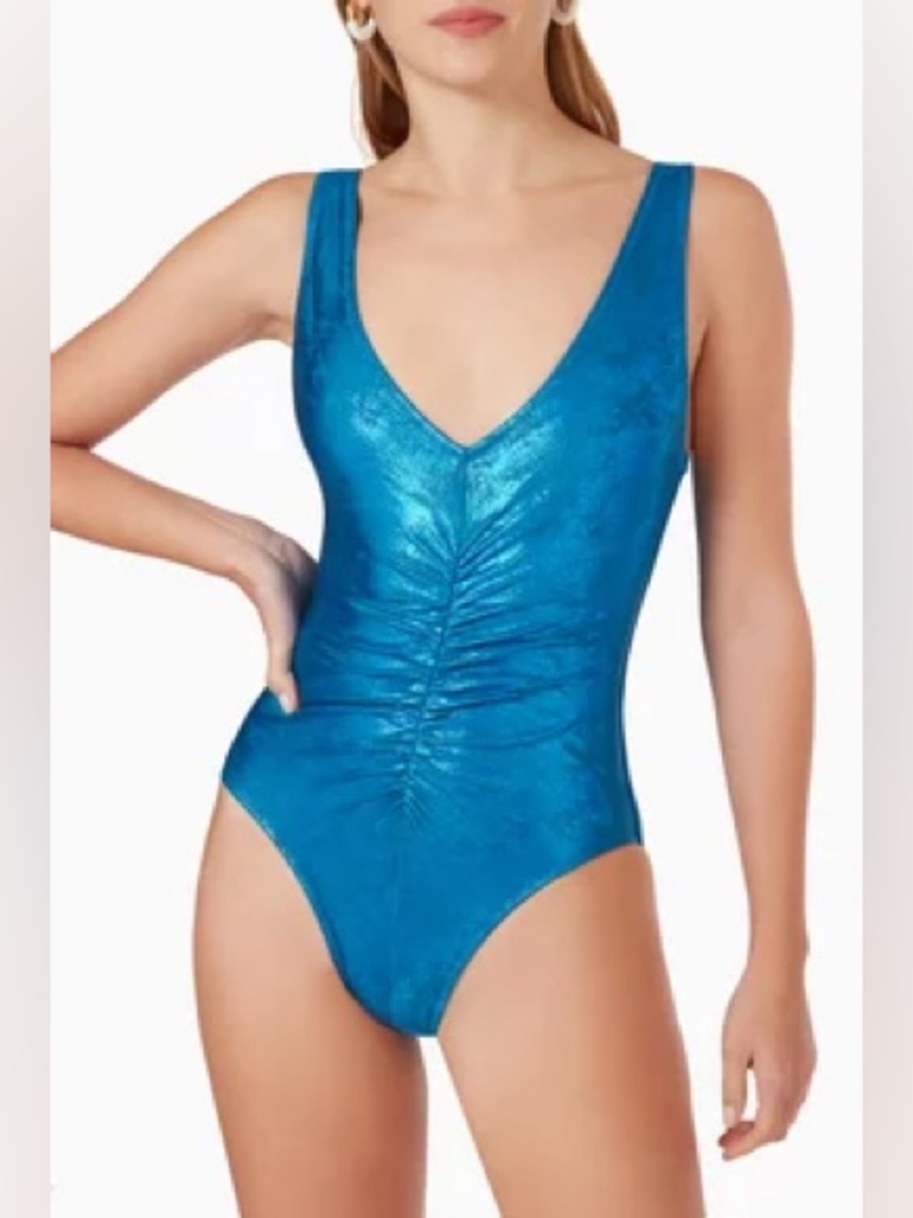 Solid & Striped The Lucia Moroccan Blue Metallic Foil Swimsuit